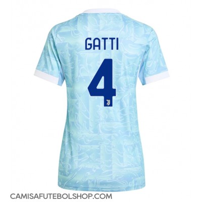 Camisa de time de futebol Juventus Federico Gatti #4 Replicas 2º Equipamento Feminina 2025-26 Manga Curta Camisa de time de futebol Juventus Federico Gatti #4 Replicas 2º Equipamento Feminina 2025-26 Manga Curta